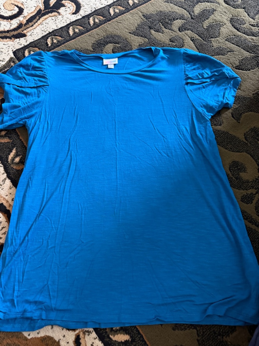LuLaRoe Bright Blue Short Sleeve Scoop Neck Top